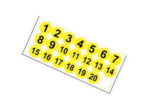Round Number Stickers, 38mm Dia Number 1-20 Self Adhesive PVC Label Waterproof Black Word(Yellow Background) Round Number Stickers, 38mm Dia Number 1-20 Self Adhesive PVC Label Waterproof Black Word(Yellow Background)