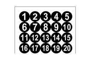 Round Number Stickers, 50mm Dia Number 1-20 Self Adhesive PVC Label Waterproof White Word(Black Background) Round Number Stickers, 50mm Dia Number 1-20 Self Adhesive PVC Label Waterproof White Word(Black Background)