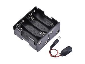 Battery Case Storage Box 8 Slots for 1.5V AA Battery Holder with 9V I Type Snap Batteries Clip DC Connector 2 Set