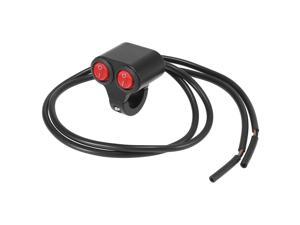DC 12V 7/8" 22mm Motorcycle Handlebar Double Control Push Switch with Red Hazard Brake Fog Light Button
