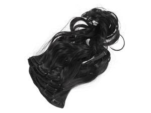 8pcs 24" 61cm Black 4 Clips in Hair Extensions Full Head Synthetic Women Hair Wigs