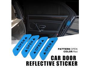 4pcs Car Door Reflective Sticker Open Warning Tape Safety Sign Decal Warning Mark Night Reflective for Auto Exterior Motorcycle Bike Universal Blue