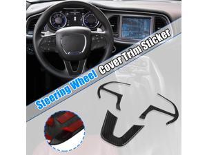 ABS Plastic Carbon Fiber Pattern Black Interior Steering Wheel Cover Trim Set for Dodge Challenger Charger 2015-2020 for Dodge Durango for Jeep Grand Cherokee SRT8 2014-2019