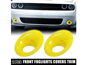 2pcs Front Foglights Covers Trim for Dodge Challenger 2015-2020 ABS Fog Light Ring Trim Decorative Cover Exterior Car Accessories Yellow