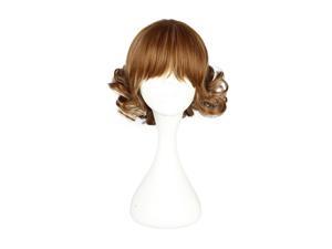 Human Hair Wigs for Women 12 Brown Curly Wig with Wig Cap Short Hair