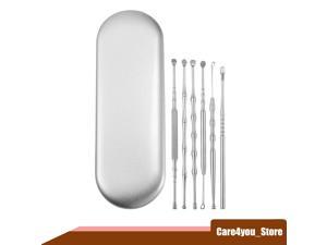 6Pcs Stainless Steel Ear Cleansing Tool Set, Ear Cleaner Ear Care Set, Anti-slip Design, with Storage Case, Silver Tone