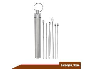 6Pcs Stainless Steel Ear Cleansing Tool Set, Ear Cleaner Ear Care Set, with Titanium Storage Case