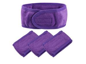 4 Pcs Spa Headband Soft Women Hair Bands for Face Washing Bath Facial Mask Yoga Dark Purple