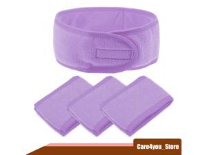 4 Pcs Spa Headband Soft Women Hair Bands for Face Washing Bath Facial Mask Yoga Light Purple