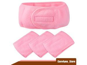4 Pcs Spa Headband Soft Women Hair Bands for Face Washing Bath Facial Mask Yoga Light Pink