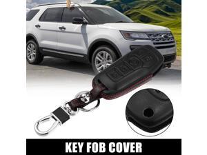 Faux Leather 5 Button Car Key Fob Case Cover for Ford Fusion 20132016 with Key Rings Kit Smart Car Keyless Remote Key Pouch Bag Protector Black