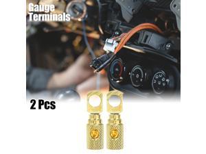 2pcs Amp Input Reducer Copper 8 Gauge Car Stereo Audio AWG Pin Power Ground Wire Reducer Gold Tone
