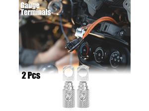 2pcs Amp Input Reducer Copper 8 Gauge Car Stereo Audio AWG Pin Power Ground Wire Reducer Silver Tone