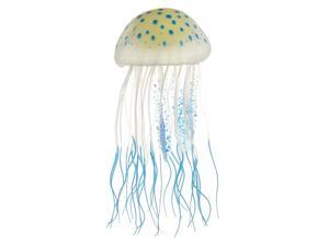 Fish Tank Jellyfish Decoration Silicone Fluorescent Jellyfish Glow Ornaments Aquarium Decor with Suction Cup Blue 28x55