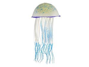 Fish Tank Jellyfish Decoration Silicone Fluorescent Jellyfish Glow Ornaments Aquarium Decor with Suction Cup Blue 32x59