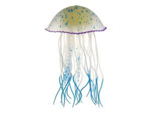 Fish Tank Jellyfish Decoration Silicone Fluorescent Jellyfish Glow Ornaments Aquarium Decor with Suction Cup Blue 26x45