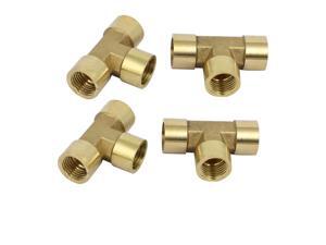 1/4BSP Female Thread Brass T Shape Tube Pipe Connecting Fittings Connectors 4pcs