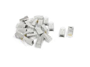Silver Tone Metal Housing 8P8C RJ45 Modular Network Plugs Line Connector 20pcs Silver Tone Metal Housing 8P8C RJ45 Modular Network Plugs Line Connector 20pcs