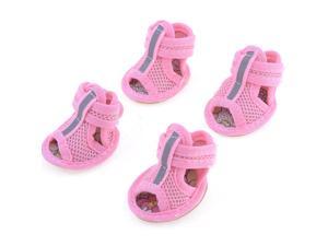 Unique Bargains 2 Pairs Rubber Sole Pink Mesh Sandals Yorkie Chihuaha Dog Shoes Size L