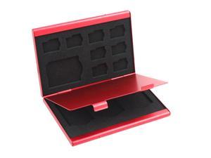 Aluminum Alloy 12 Slots TF SD SIM Memory Card Storage Case Box Bag Holder Red