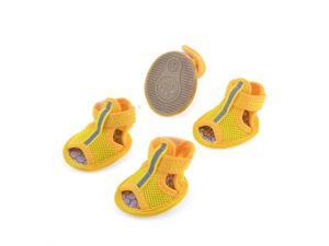 Unique Bargains 2 Pairs Rubber Sole Yellow Mesh Sandals Yorkie Chihuaha Dog Shoes Size L