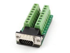Unique Bargains D-SUB DB15 VGA Male 3Row 15Pin Plug to Terminal Breakout Board Connectors