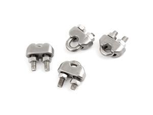 Global Bargains Silver Tone 3/25" 3mm Stainless Steel Wire Rope Clip Cable Clamp 4 Pcs Global Bargains Silver Tone 3/25" 3mm Stainless Steel Wire Rope Clip Cable Clamp 4 Pcs