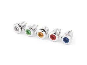 5Pcs 12mm Mounted Thread DC 12V Red Green Yellow Blue White LED Indicator Light