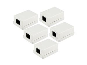 1 Port CAT6A RJ-45 Ethernet Cable Keystone Jacks Surface Mount Boxes 5 Pack