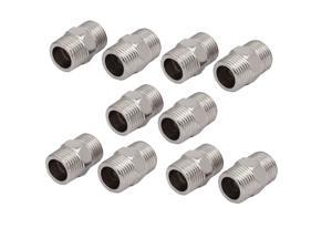 M20 Male Thread Stainless Steel Hex Nipple Tube Pipe Connecting Fitting 10pcs