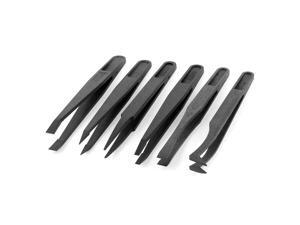 6 Pcs Black Anti Static Slant Pointed Bent Fine Straight Olecranon Tip Tweezer 6 Pcs Black Anti Static Slant Pointed Bent Fine Straight Olecranon Tip Tweezer
