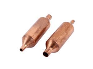 2 Pcs Copper Tone Tube Shape Air Conditioner Fridge Dry Filter 77mm Long