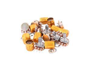 10 Pcs WH148-B200K 200K Ohm Rotary Linear Taper Potentiometers w Golden Knob 10 Pcs WH148-B200K 200K Ohm Rotary Linear Taper Potentiometers w Golden Knob