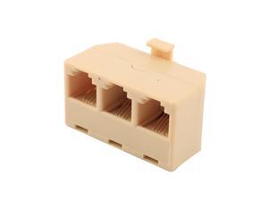 RJ11 6P4C Keystone 1 Male to 3 Female Telephone Wire Cable Splitter Beige RJ11 6P4C Keystone 1 Male to 3 Female Telephone Wire Cable Splitter Beige