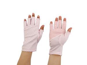Ladies Breathable Half Finger Mittens Outdoor Sun Resistant Gloves Pink Pair Ladies Breathable Half Finger Mittens Outdoor Sun Resistant Gloves Pink Pair