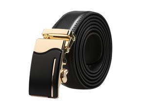 Unique Bargains Men's Ratchet Automatic Buckle Large Leather Dress Belt Width 1 3/8" Black (Size 160cm)