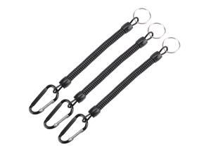 Double Snap Hook Spring Carabiner Stretch Lanyard Coil Key Ring Black 3 PCS Double Snap Hook Spring Carabiner Stretch Lanyard Coil Key Ring Black 3 PCS