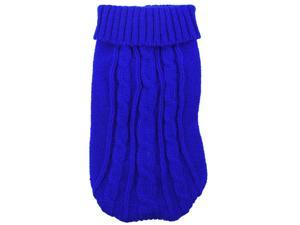 Pet Teddy Woolen Knitted Sweater Coat Jacket Clothes Costume Blue L
