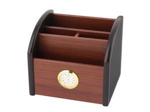 Office Desk Wooden Clock Decor Rotating Base Ruler Pencil Pen Holder Container Office Desk Wooden Clock Decor Rotating Base Ruler Pencil Pen Holder Container
