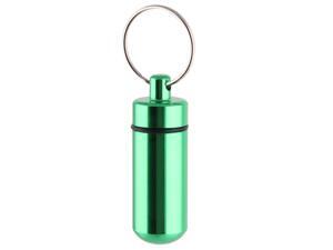 Aluminum Portable Pill Tablet Case Box Container Keyring Keychain Green