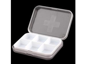 Household Plastic Square Shaped 6 Compartments Capsule Pills Box Case White