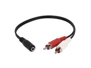 3.5mm Female Stereo to 2 RCA Male AV Audio Aux Cable Cord Adapter