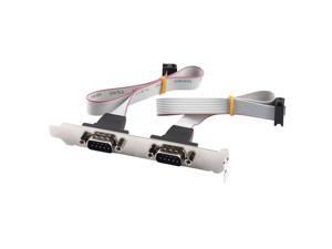 Dual DB9 Pin Male Bracket Panel to IDC 10 Pin Female Socket Cable for PC Motherboard