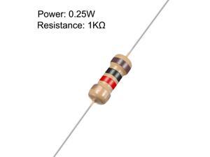 100pcs Axial Lead Carbon Film Resistors 1k Ohm 0.25W 5%Tolerances 4 Color Bands 100pcs Axial Lead Carbon Film Resistors 1k Ohm 0.25W 5%Tolerances 4 Color Bands