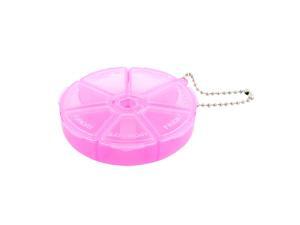 Health Medicine Drug Vitamin Pill 7 Slots Organizer Box Case Container Fuchsia