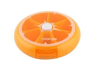 Household Cute Fruit Style Button Rotate Weekly Medicine Pill Box Case Orange