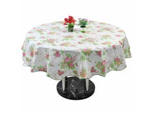 Home Picnic Round Rose Pattern Oil-proof Tablecloth Table Cloth Cover Pink 60"