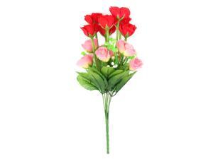 Unique BargainsBedroom Party Fabric Rose Buds Emulational Artificial Flower Bouquet Red Green Unique BargainsBedroom Party Fabric Rose Buds Emulational Artificial Flower Bouquet Red Green
