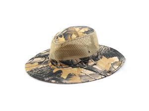 Men Summer Wide Brim Western Style Camouflage Mesh Cap Net Sunhat Cowboy Hat #7
