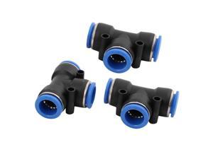 3Pcs 16mm Dia T Type 3 Ways Hose Pneumatic Air Quick Fitting Push In Connector